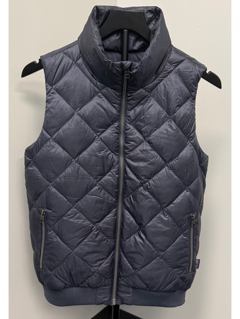 Patagonia Women's Small Quilted Prow Bomber Full Zip Puffer Vest Smolder Blue